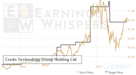 An historical view of analysts' average target prices for Credo Technology Group Holding
